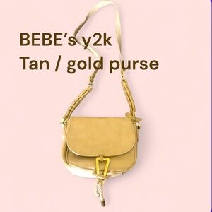BEBE’s y2k tan and gold handbag